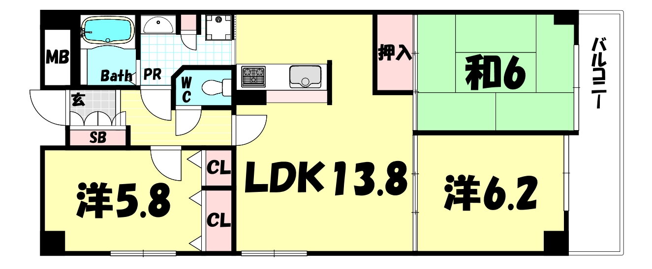 兵庫県神戸市長田区萩乃町３ 長田駅 3LDK マンション 賃貸物件詳細