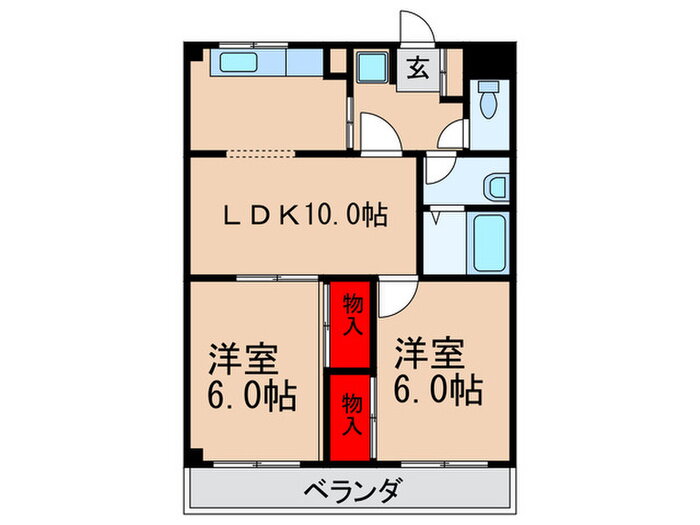 シャトーしむら 4階 2LDK 賃貸物件詳細