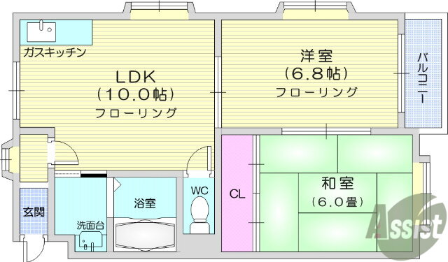 キャッスルＥＳ 2階 2LDK 賃貸物件詳細