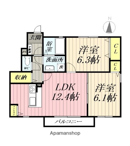 埼玉県吉川市高久１ 吉川駅 2LDK アパート 賃貸物件詳細