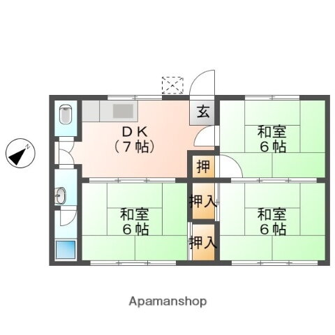 滋賀県東近江市春日町 八日市駅 3DK アパート 賃貸物件詳細