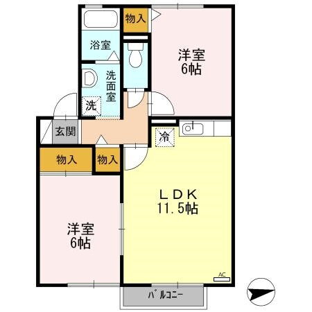 サンセールＶＩＥ　Ａ 1階 2LDK 賃貸物件詳細