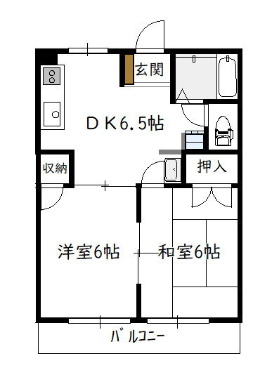 メゾンアップル 1階 2DK 賃貸物件詳細