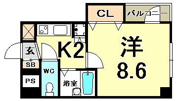カーサ神戸下山手 2階 1K 賃貸物件詳細