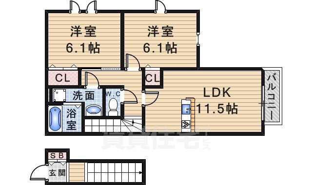 兵庫県宝塚市口谷西３ 山本駅 2LDK アパート 賃貸物件詳細