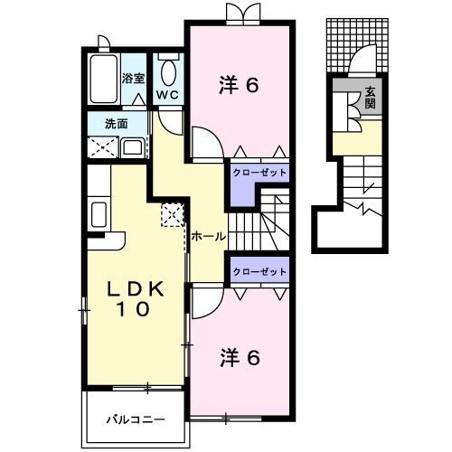 ラ・プレジオーネＢ 2階 2LDK 賃貸物件詳細