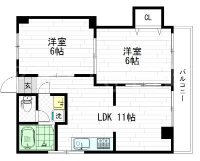 マンションサンヒルズ 3階 2LDK 賃貸物件詳細