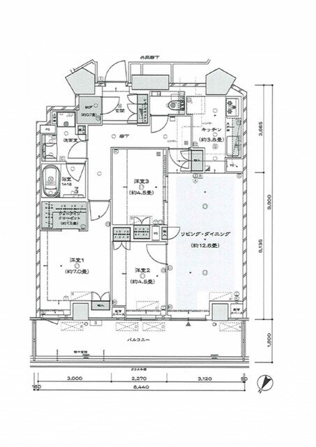 ザ・パークハウス福岡タワーズ　ＷＥＳＴ 23階 3LDK 賃貸物件詳細