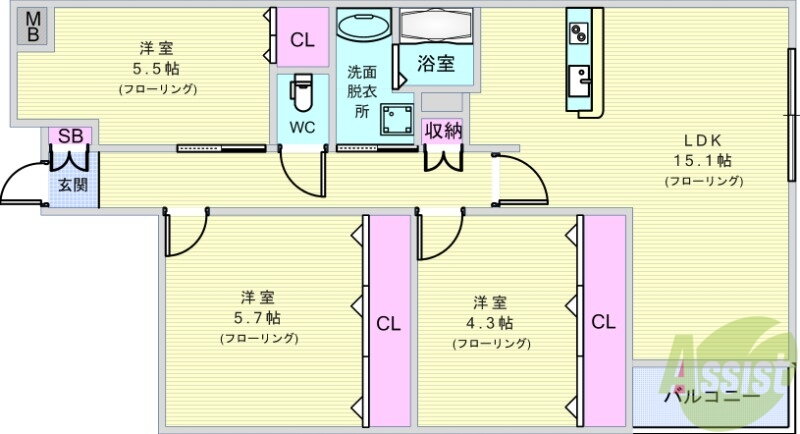 大阪府豊中市桜の町６ 柴原阪大前駅 3LDK マンション 賃貸物件詳細