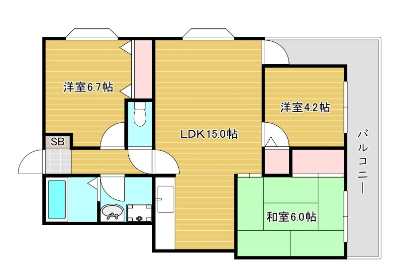 大阪府東大阪市西石切町１ 新石切駅 3LDK マンション 賃貸物件詳細