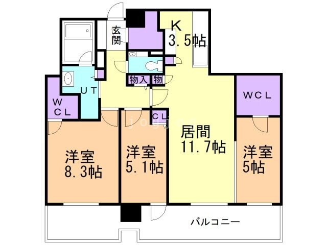 北海道札幌市中央区北三条東１１ 苗穂駅 3LDK マンション 賃貸物件詳細