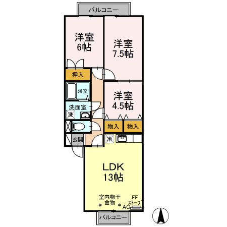 ロイヤルマコト桂木 2階 3LDK 賃貸物件詳細