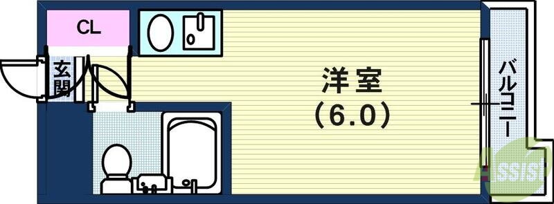 コスモプラザ三宮 4階 ワンルーム 賃貸物件詳細