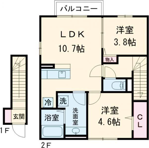 福岡県直方市大字知古 新入駅 2LDK アパート 賃貸物件詳細