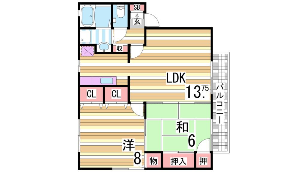 クレールコート立花 2階 2LDK 賃貸物件詳細