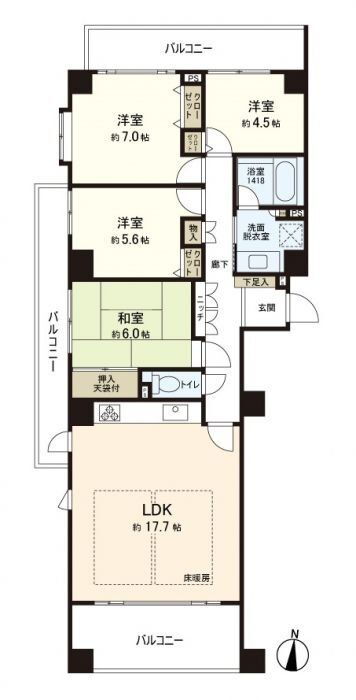 福岡県福岡市早良区西新７ 西新駅 4LDK マンション 賃貸物件詳細