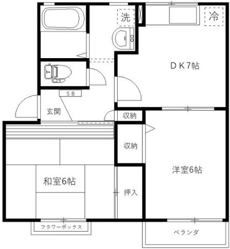 フラット櫛引 2階 2DK 賃貸物件詳細