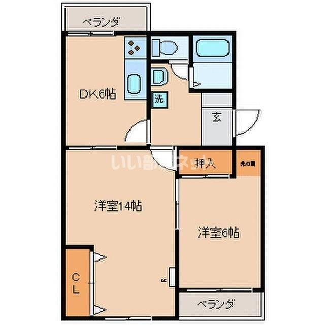 コンチネンタル布瀬ＩＩ 3階 2DK 賃貸物件詳細