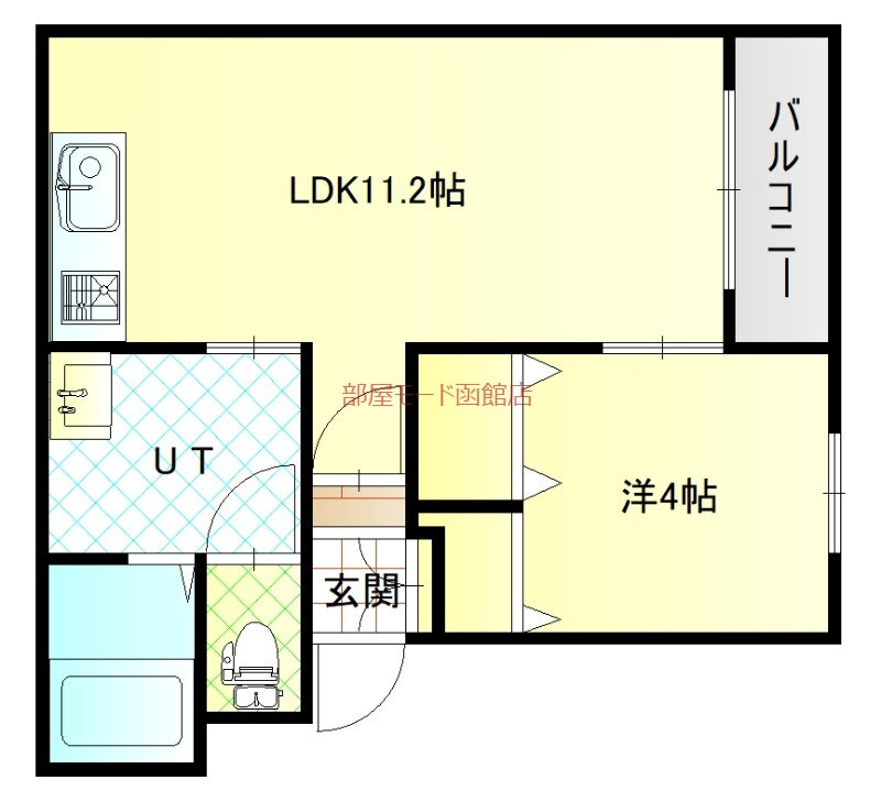 北海道函館市美原２ 五稜郭駅 1LDK マンション 賃貸物件詳細