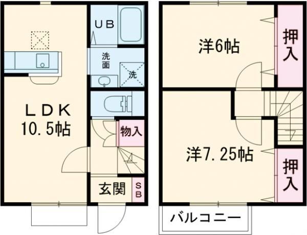 グラシア下郷　Ｂ 1階 2LDK 賃貸物件詳細