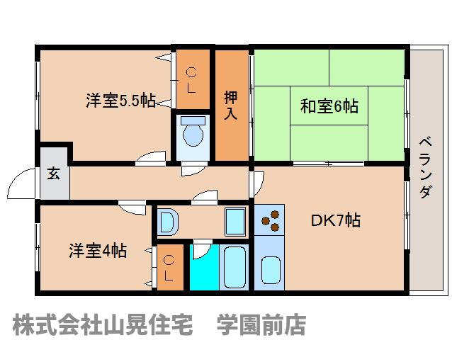 奈良県奈良市帝塚山１ 富雄駅 3DK マンション 賃貸物件詳細