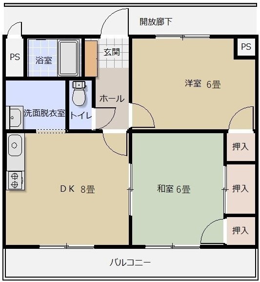 東尾道サクラビル 2階 2DK 賃貸物件詳細
