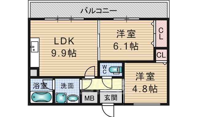 大阪府茨木市彩都やまぶき３ 彩都西駅 2DK マンション 賃貸物件詳細