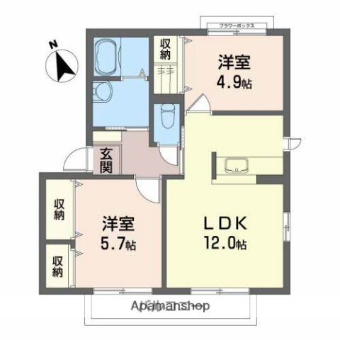 福島県郡山市横塚５ 郡山駅 2LDK アパート 賃貸物件詳細