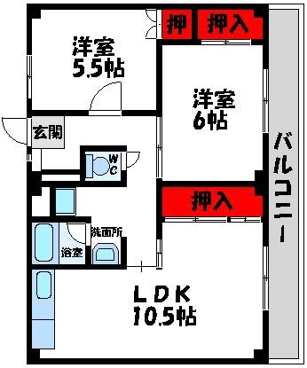 福岡県宗像市自由ヶ丘２ 赤間駅 2LDK マンション 賃貸物件詳細