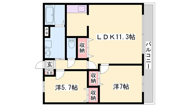 兵庫県姫路市広畑区西蒲田 姫路駅 2LDK アパート 賃貸物件詳細