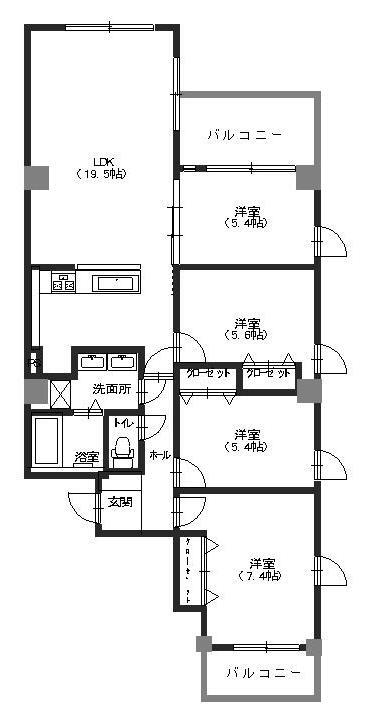 ハウスバーンフリート青崎 4階 4LDK 賃貸物件詳細