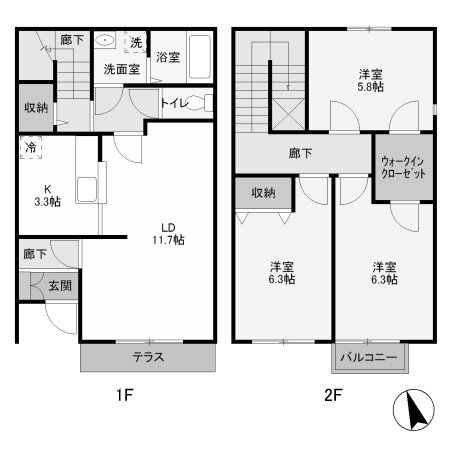 群馬県前橋市大友町２ 新前橋駅 3LDK アパート 賃貸物件詳細