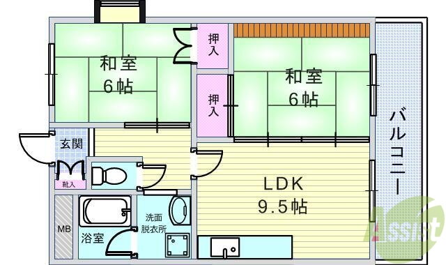 大阪府豊中市原田元町１ 岡町駅 2DK マンション 賃貸物件詳細