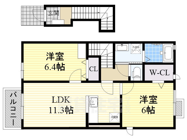 大阪府堺市美原区大饗 萩原天神駅 2LDK アパート 賃貸物件詳細