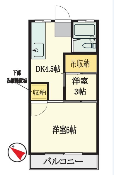 タマイハウス２号棟 2階 1K 賃貸物件詳細