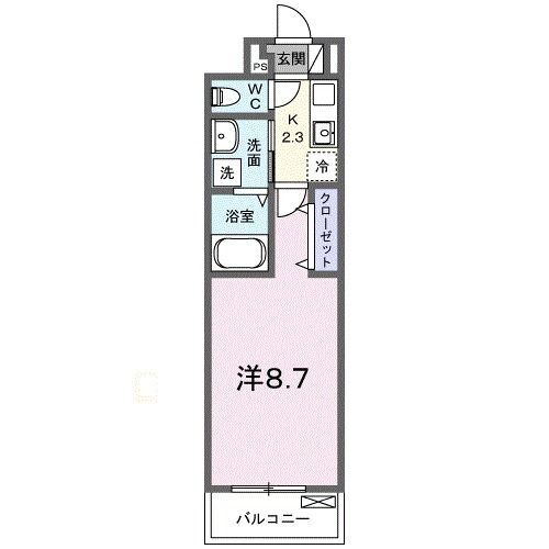 フィオーレ降松Ｙ 2階 1K 賃貸物件詳細