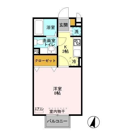ピュアクレスト 2階 1K 賃貸物件詳細