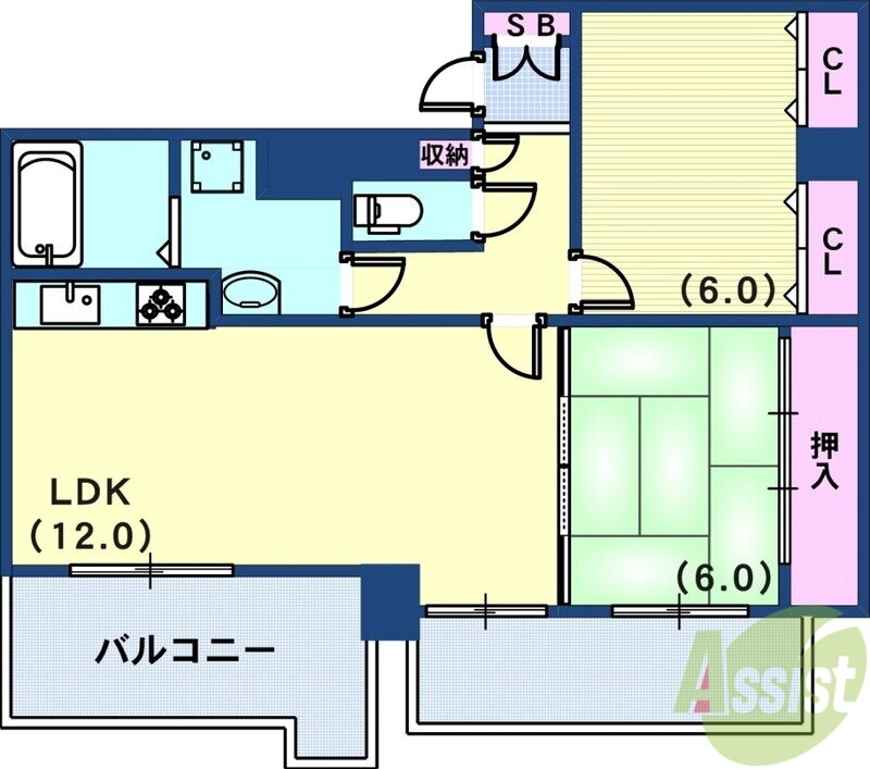 兵庫県神戸市中央区浜辺通６ 三ノ宮駅 2LDK マンション 賃貸物件詳細
