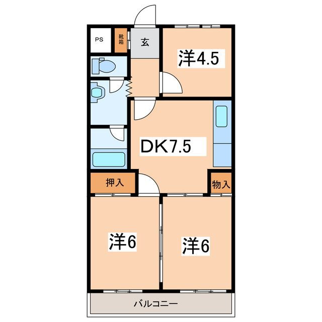 山梨県甲府市徳行３ 国母駅 3DK マンション 賃貸物件詳細