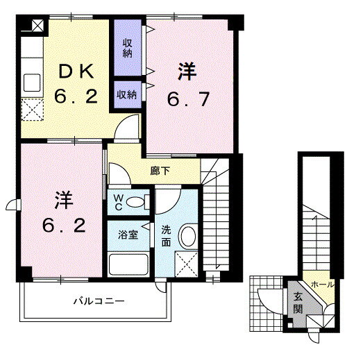 富山県富山市五艘 富山大学前駅 2DK アパート 賃貸物件詳細