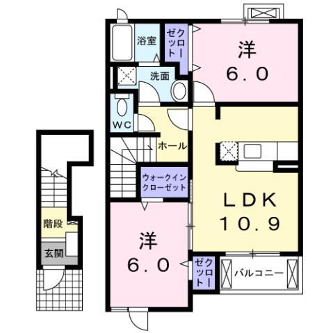 グリーンフィールドＡ 2階 2LDK 賃貸物件詳細