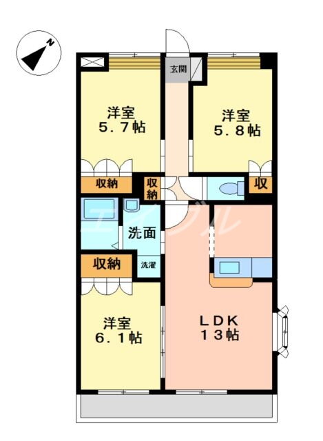 岡山県倉敷市中島 西富井駅 3LDK アパート 賃貸物件詳細