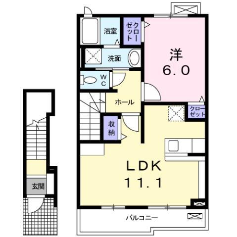 アップルフィールド　ＩＩ 2階 1LDK 賃貸物件詳細
