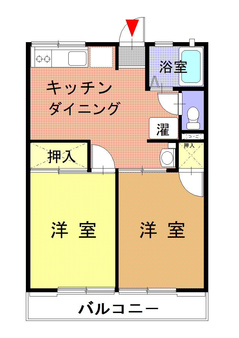 シャホールＩＩ 2階 2DK 賃貸物件詳細