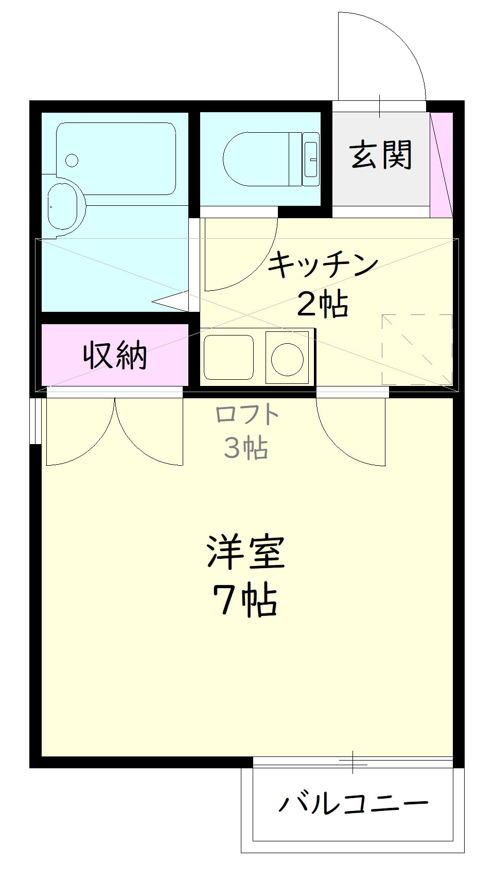 アップルハウス京王 2階 1K 賃貸物件詳細