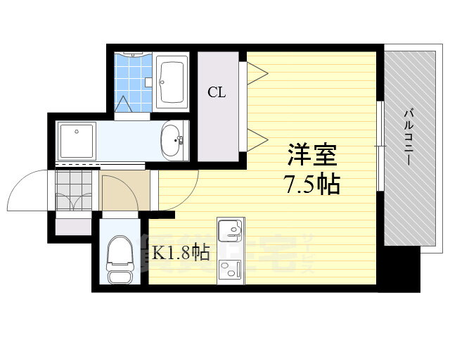 エンクレストベイ天神東３ 6階 1K 賃貸物件詳細