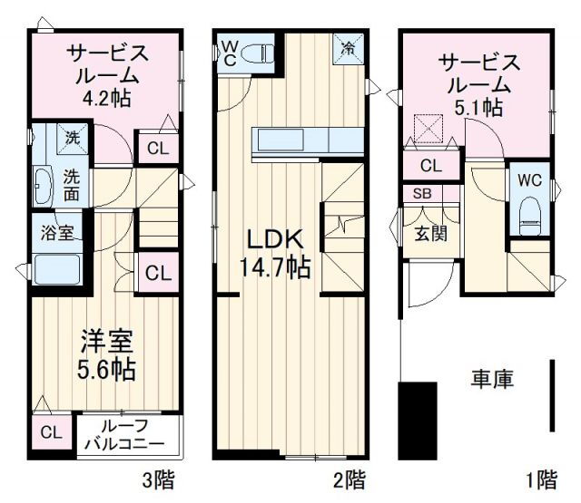 神奈川県川崎市中原区木月住吉町 元住吉駅 3LDK 一戸建て 賃貸物件詳細