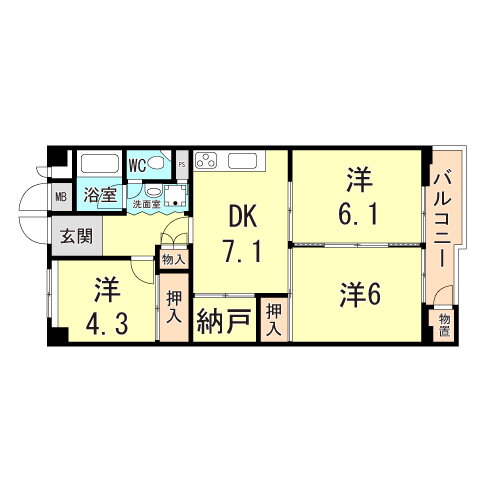 兵庫県明石市硯町２ 西新町駅 3DK マンション 賃貸物件詳細