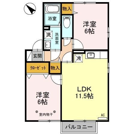 シャトレーヌ　Ａ／Ｂ 2階 2LDK 賃貸物件詳細