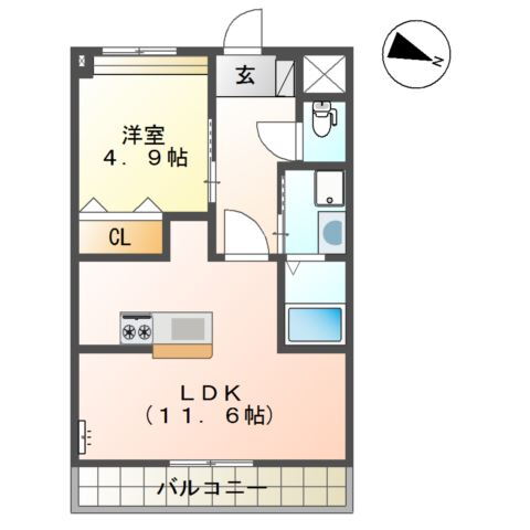 福岡県久留米市西町 花畑駅 1LDK アパート 賃貸物件詳細